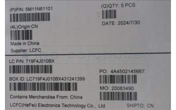 Lenovo 5M11N61101 C-Cover with keyboard, Spanish LA, Deep Black, FingerPrint Reader, WLAN, UK