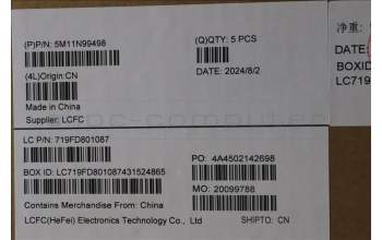 Lenovo 5M11N99498 MECH_ASM BL KB BK SLV SRX