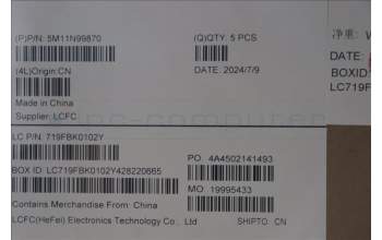 Lenovo 5M11N99870 C-Cover with keyboard, Hebrew, Black, Backlight, US