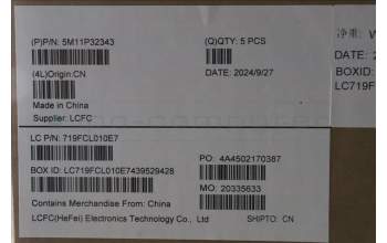 Lenovo 5M11P32343 C-Cover with keyboard, French, Black, Backlight, US