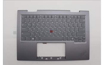 Lenovo 5M11P34973 C-Cover with keyboard, Hebrew, Luna Grey, Fingerprint, WLAN, US