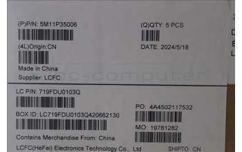 Lenovo 5M11P35006 C-Cover with keyboard, French, Luna Grey, Fingerprint, WLAN, US