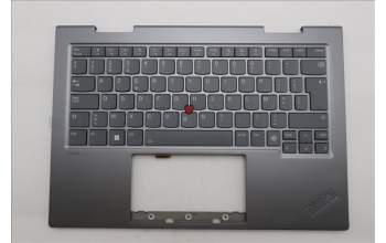 Lenovo 5M11P35034 C-Cover with keyboard, Belgian, Luna Grey, Fingerprint, WWAN, UK