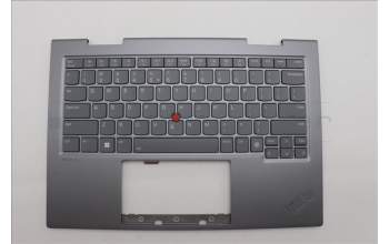 Lenovo 5M11P35042 C-Cover with keyboard, US English Euro, Luna Grey, Fingerprint, WWAN, US
