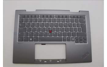 Lenovo 5M11P35099 C-Cover with keyboard, Switzerland, Luna Grey, Fingerprint, WWAN, UK