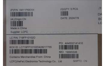 Lenovo 5M11P68354 C-Cover with keyboard, Portuguese, Black, Backlight, UK