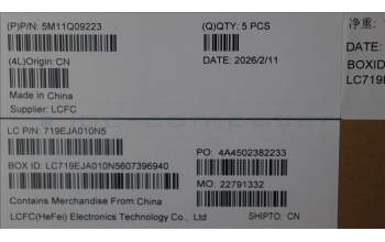 Lenovo 5M11Q09223 MECH_ASM FRU CCV EURO ENG BL SRX US BK,T