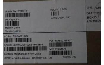 Lenovo 5M11R38912 C-Cover with keyboard, UK English, Luna Grey, FingerPrint Reader, WLAN, UK