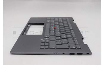 Lenovo 5M11R38942 C-Cover with keyboard, German, Luna Grey, FingerPrint Reader, WLAN, UK