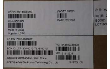 Lenovo 5M11R38946 C-Cover with keyboard, Hebrew, Luna Grey, FingerPrint Reader, WLAN, US