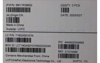 Lenovo 5M11R38952 C-Cover with keyboard, Italian, Luna Grey, FingerPrint Reader, WLAN, UK