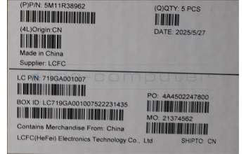 Lenovo 5M11R38962 C-Cover with keyboard, Norwegian, Luna Grey, FingerPrint Reader, WLAN, UK