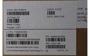 Lenovo 5M11R39519 C-Cover with keyboard, Korean, Luna Grey, FingerPrint Reader, WWAN, US