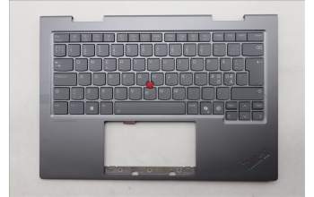 Lenovo 5M11R39527 C-Cover with keyboard, Nordic, Luna Grey, FingerPrint Reader, WWAN, UK