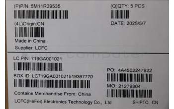 Lenovo 5M11R39535 C-Cover with keyboard, Spanish, Luna Grey, FingerPrint Reader, WWAN, UK