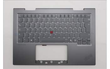 Lenovo 5M11R91405 C-Cover with keyboard, Belgian, Grey, Backlight, FingerPrint Reader, UK