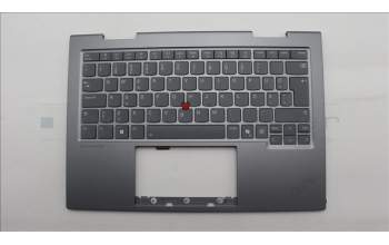 Lenovo 5M11R91419 C-Cover with keyboard, Estonian, Grey, Backlight, FingerPrint Reader, UK