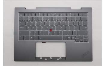 Lenovo 5M11R91421 C-Cover with keyboard, US English Euro, Grey, Backlight, FingerPrint Reader, US