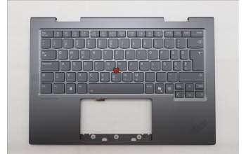 Lenovo 5M11R91455 C-Cover with keyboard, Slovenian, Grey, Backlight, FingerPrint Reader, UK