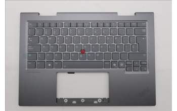 Lenovo 5M11R91458 C-Cover with keyboard, Spanish, Grey, Backlight, FingerPrint Reader, UK