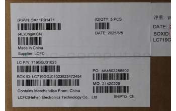 Lenovo 5M11R91471 C-Cover with keyboard, UK English, Grey, Backlight, FingerPrint Reader, UK