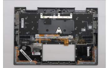 Lenovo 5M11R91489 C-Cover with keyboard, Danish, Grey, Backlight, FingerPrint Reader, WWAN, UK