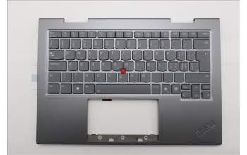 Lenovo 5M11R91536 C-Cover with keyboard, Switzerland, Grey, Backlight, FingerPrint Reader, WWAN, UK