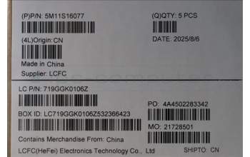 Lenovo 5M11S16077 C-Cover with keyboard, Italian, Black, Backlight, WWAN, UK