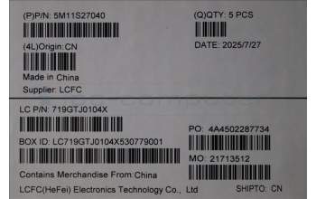 Lenovo 5M11S27040 C-Cover with keyboard, English, Black, Backlight, US