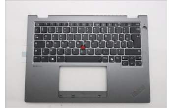 Lenovo 5M11S30271 C-Cover with keyboard, French, Luna Grey, Non-Backlight, No World Face Camera, Heat Staking, US