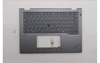 Lenovo 5M11S30346 C-Cover with keyboard, French, Luna Grey, Backlight, No World Face Camera, Heat Staking, US