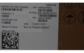 Lenovo 5M11S30601 C-Cover with keyboard, English, Black, Backlight, Heat Staking, US