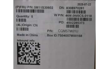 Lenovo 5M11S30602 C-Cover with keyboard, US English Euro, Black, Backlight, Heat Staking