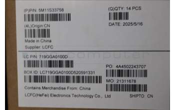 Lenovo 5M11S33758 Lenovo LCD Module, 14\", 2.8K, Non_Touch, Anti-Glare, Anti-reflection, Anti-smudge, OLED, 500nit, 100%DCI-P3, W/FHD RGB+IR Camera
