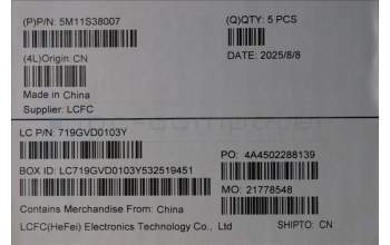 Lenovo 5M11S38007 C-Cover with keyboard, US English Euro, Black, Backlight, US