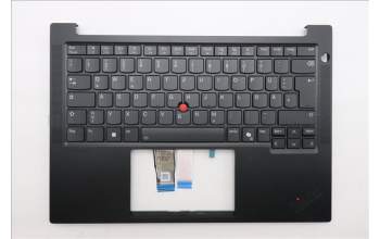 Lenovo 5M11S53767 C-Cover with keyboard, German, Black, Backlight, UK