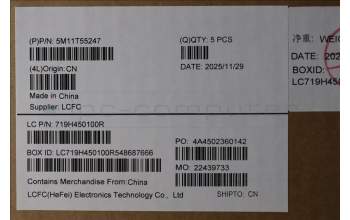 Lenovo 5M11T55247 C-Cover with keyboard, Bulgarian, Black, Backlight, Number Pad, UK