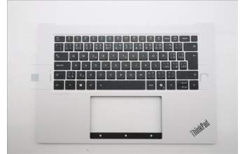 Lenovo 5M11T58914 C-Cover with keyboard, Czech Slovakian, White, FingerPrint, UK