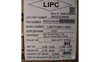 Lenovo 5N20V43438 NB_KYB CMSK-CS20,SV-NBL,CHY,058 FRA