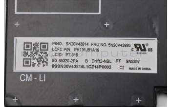 Lenovo 5N20V43886 Keyboard Internal, Portuguese, Non-Backlight, Black, UK