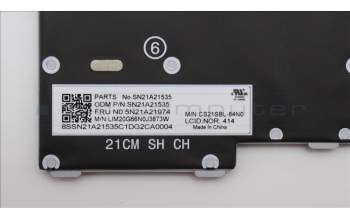 Lenovo 5N21A21974 Keyboard Internal, Norwegian, Grey, Backlight, UK