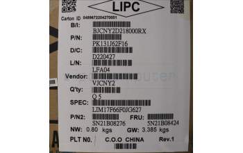 Lenovo 5N21B08424 Keyboard Internal, French, Grey, Backlight, w/Number, US