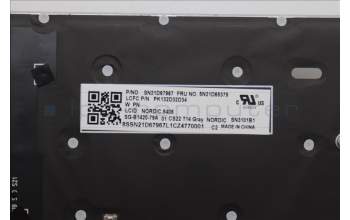 Lenovo 5N21D68379 Keyboard Internal, Nordic, BackLight, Grey, UK