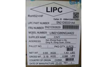 Lenovo 5N21D93629 Keyboard Internal, Norwegian, Black, Backlight, w/Number, UK