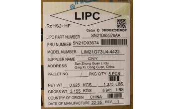 Lenovo 5N21D93674 Keyboard Internal, US English Euro, Black, Non-Backlight, w/Number, US