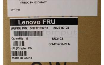 Lenovo 5N21D93733 Keyboard Internal, French, Black, Non-Backlight, w/Number, US