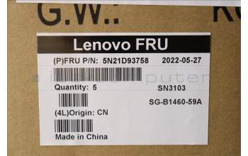 Lenovo 5N21D93758 Keyboard Internal, Czech Slovakian, Black, Non-Backlight, w/Number, UK