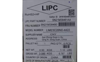 Lenovo 5N21M38480 Keyboard Internal, Norwegian, Black, Non-Backlight, UK