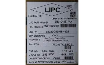 Lenovo 5N21Q49803 Keyboard Internal, Hebrew, Black, Non_Backlight, w/Number