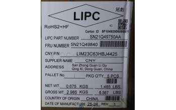 Lenovo 5N21Q49840 Keyboard Internal, Hebrew, Black, Backlight, w/Number